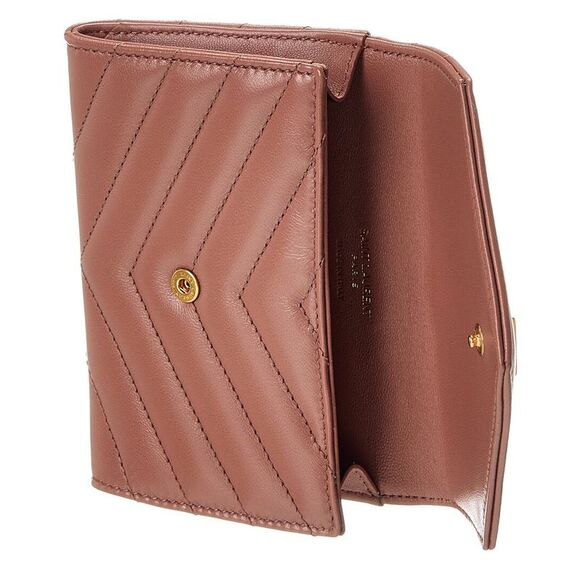 Saint Laurent Small Matelasse Leather Envelope Wallet, Pink - Picture 4 of 5